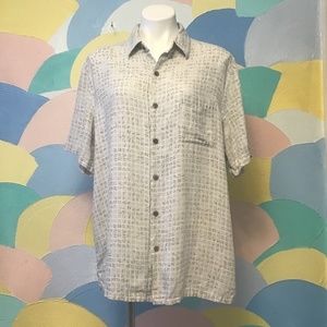 Vintage silk man short sleeve white shirt size XL